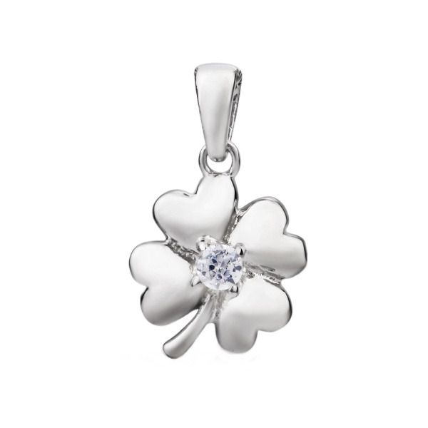 Stříbrný přívěsek čtyřlístek se zirkonem - ZB81645