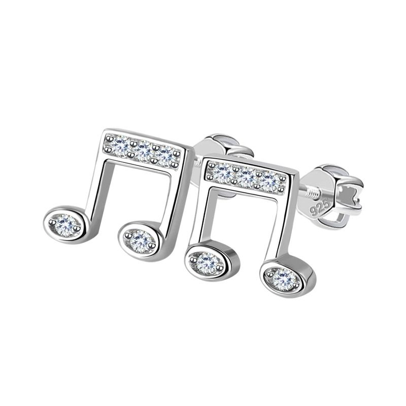 NUBIS Stříbrné šroubovací náušnice noty - NB-3750