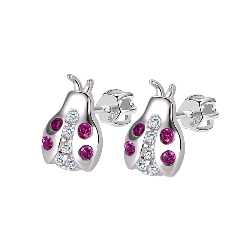 Stříbrné šroubovací náušnice berušky - NB-3746