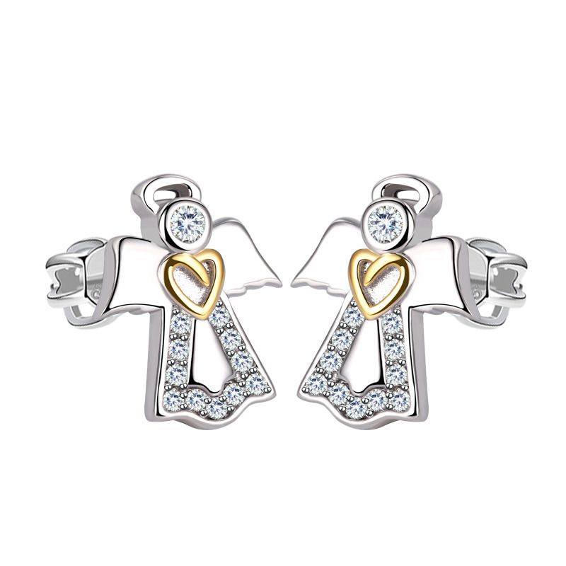 NUBIS Stříbrné šroubovací náušnice andílci - NB-3757