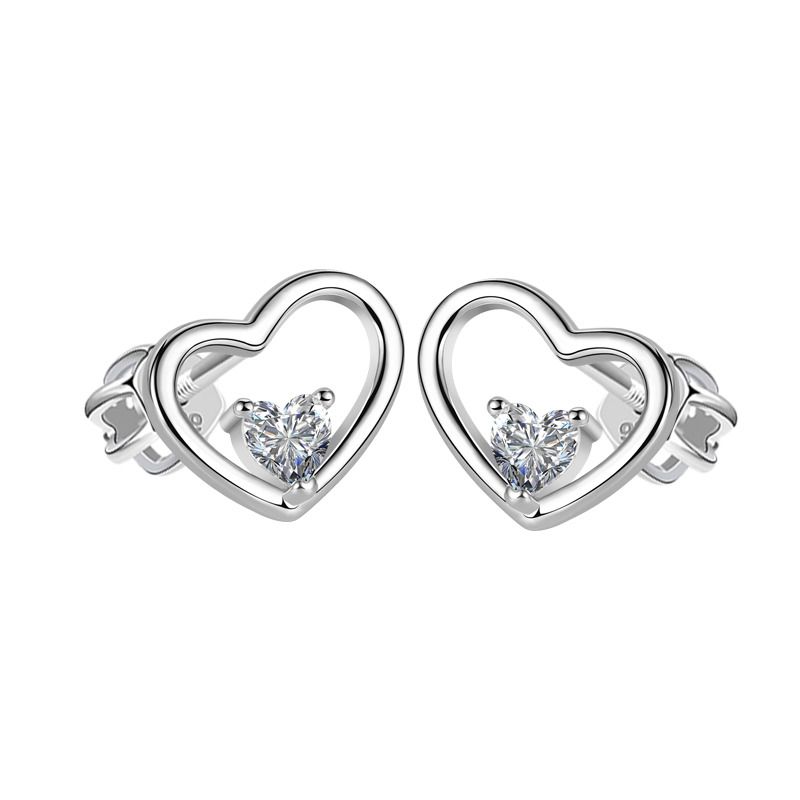NUBIS Stříbrné šroubovací náušnice srdíčka - NB-3761
