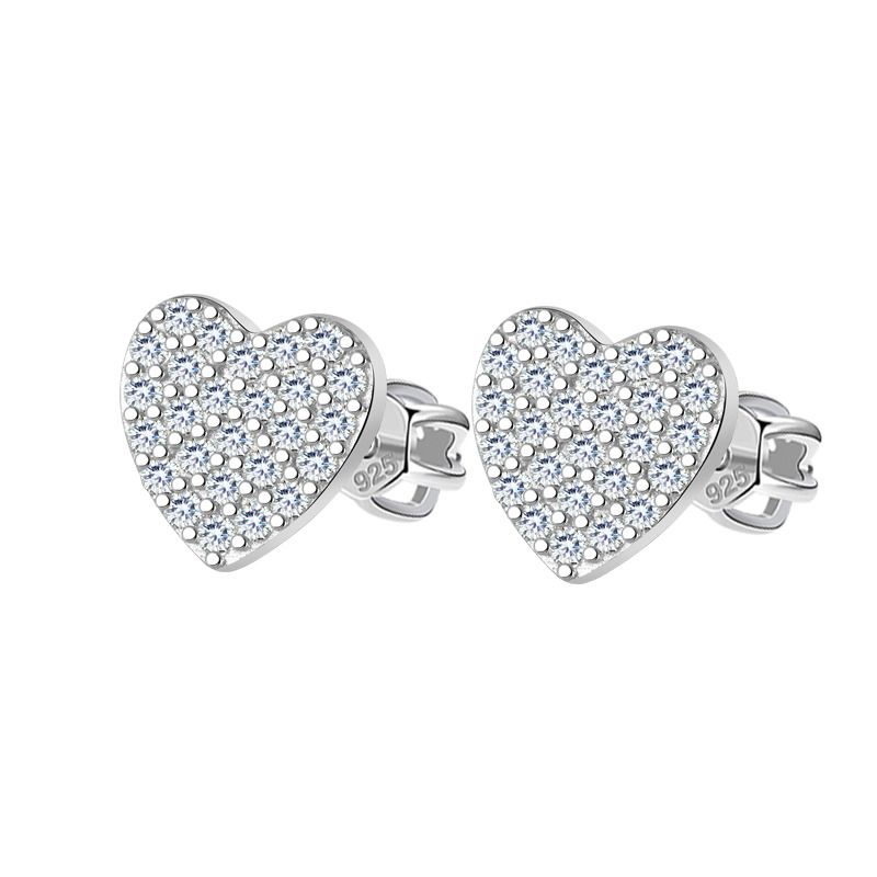 NUBIS Stříbrné šroubovací náušnice srdíčka - NB-3742