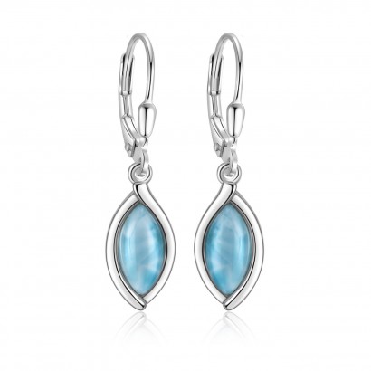 Stříbrné visací náušnice s larimarem