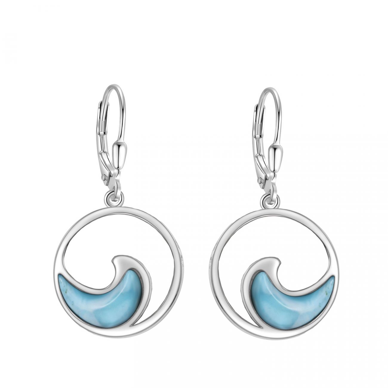 NUBIS Stříbrné náušnice s larimarem - NB-3654