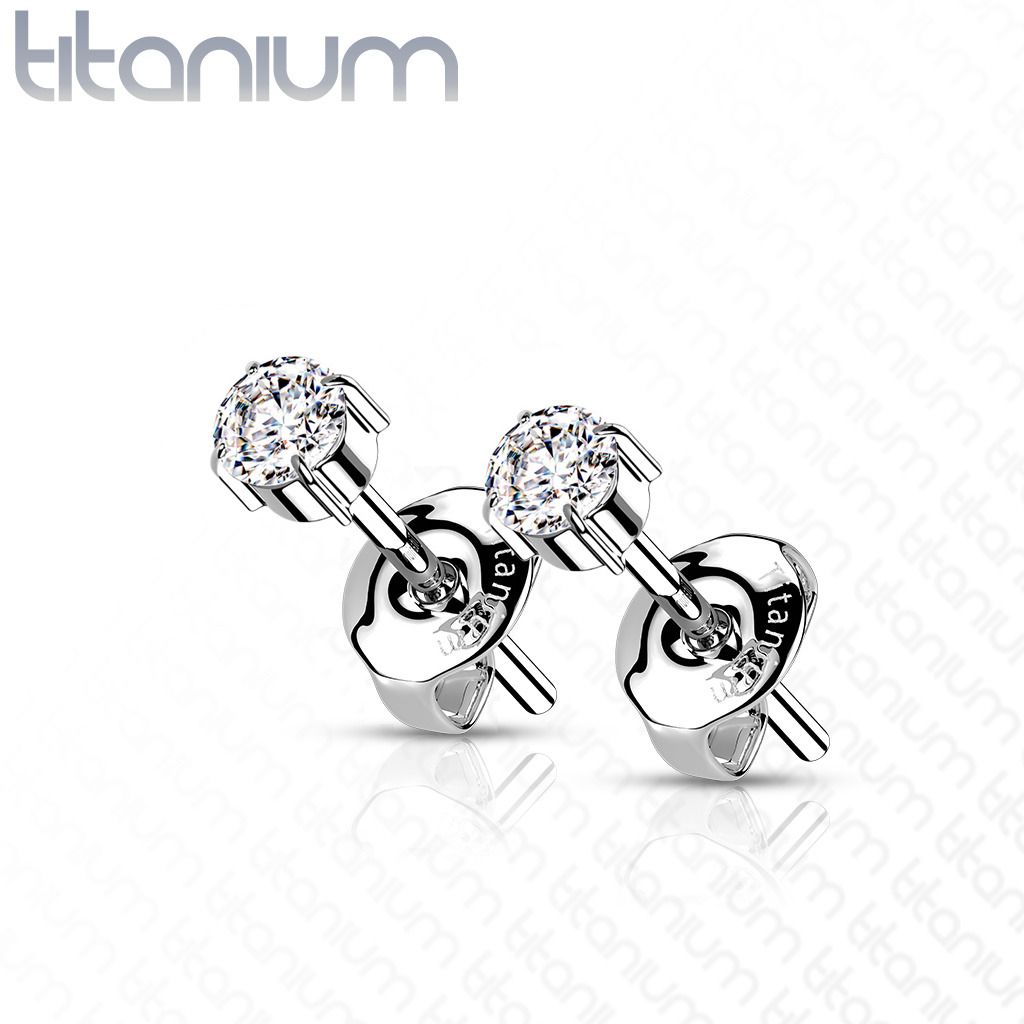 Titanové náušnice se zirkony (3 mm) - KM2017-03
