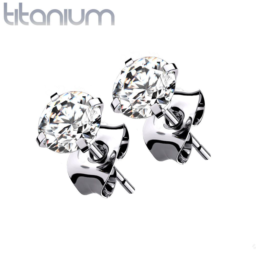 Titanové náušnice se zirkony (5 mm) - KM2013-05