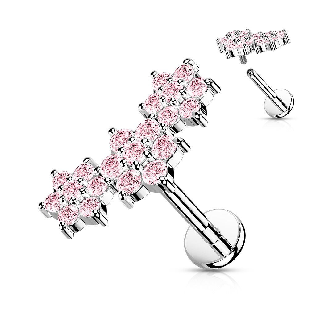 Levně Piercing do brady s kytičkami 1,2 x 8 mm - LB1102P-1208