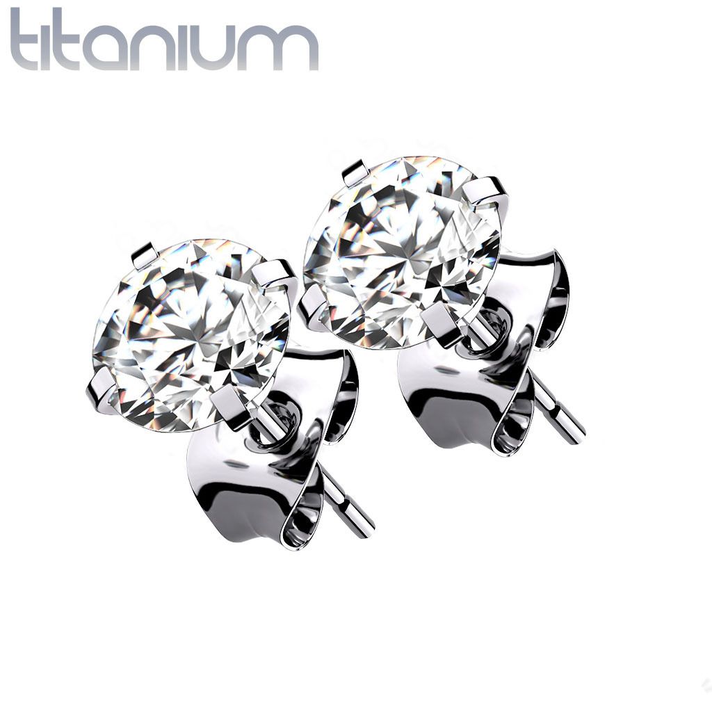 Titanové náušnice se zirkony (6 mm) - KM2013-06