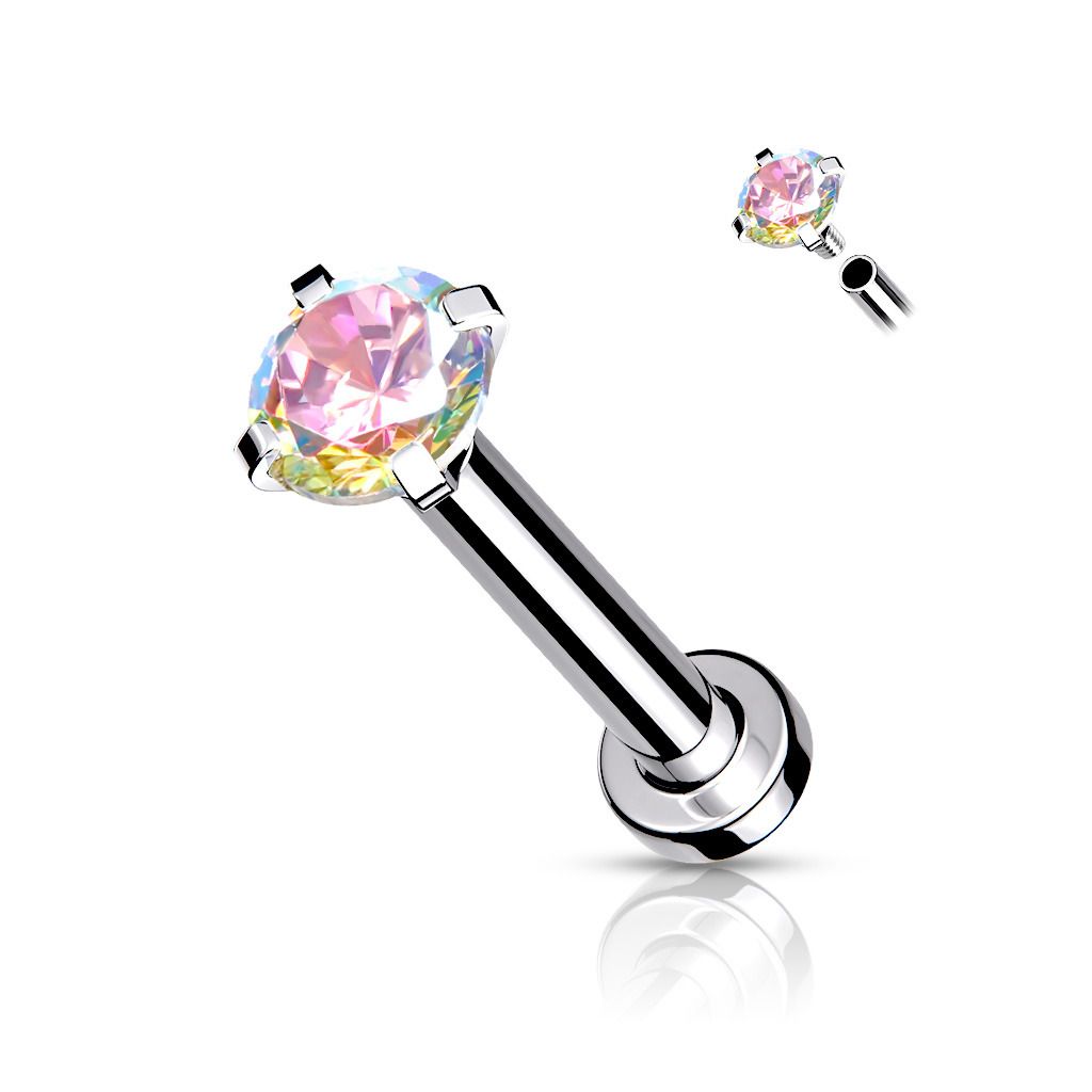 S4U Piercing do brady / cartilage / tragus (1,2 x 6 mm, kamínek 4 mm) - LB1040AB-12064