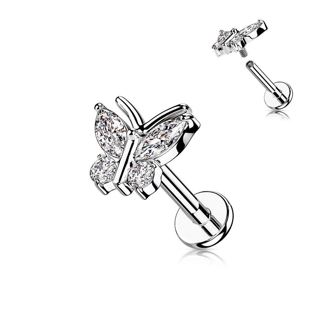 Piercing do brady - motýlek (1,2 x 8 mm) - LB1106ST-1208