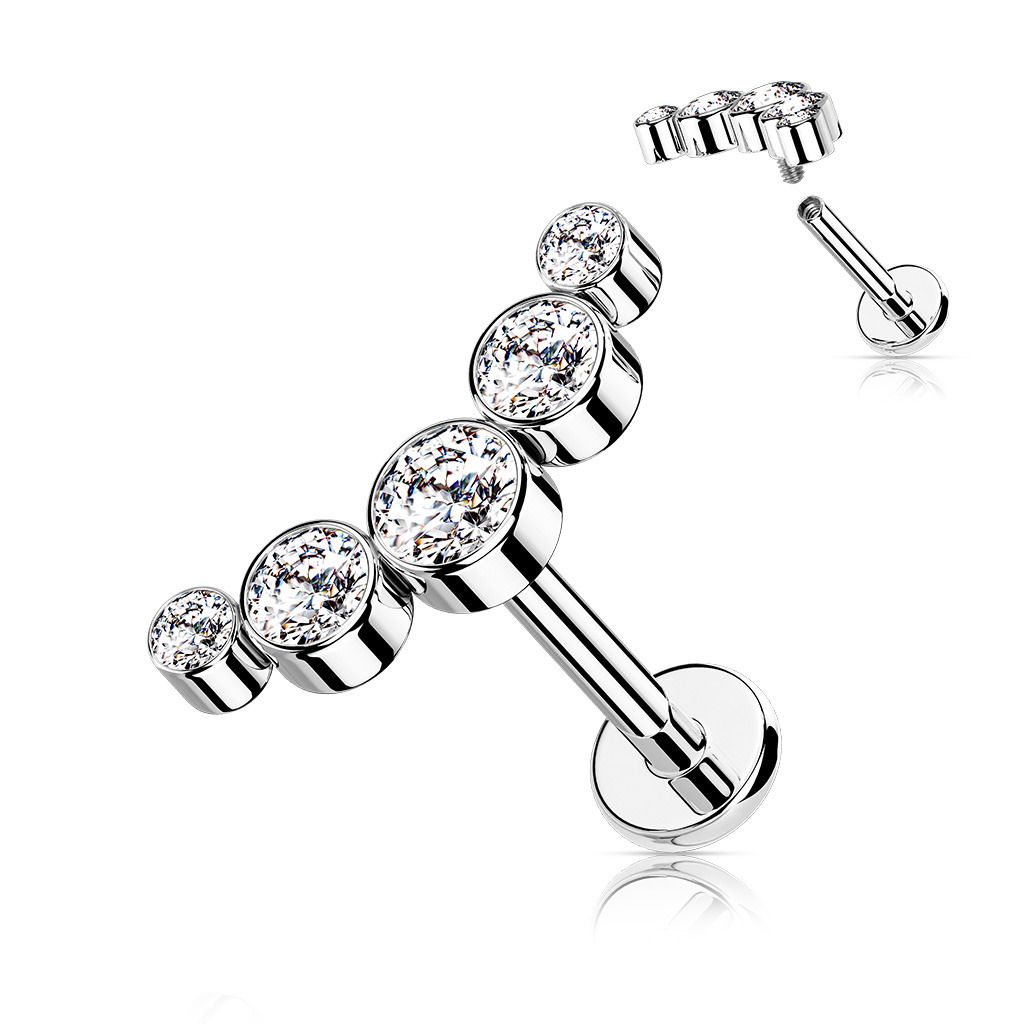 Levně Piercing do brady se zirkony (1,2 x 8 mm) - LB1113ST-1208