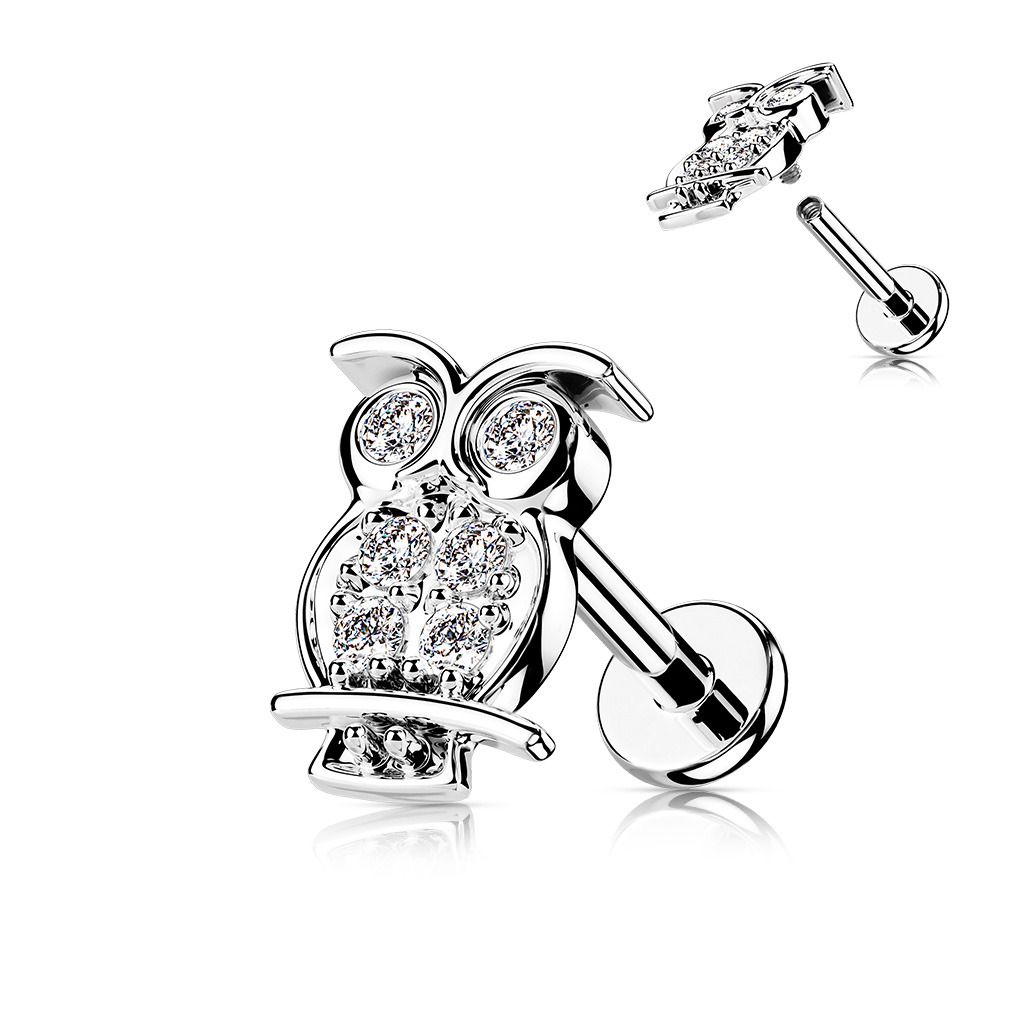 Levně Piercing do brady - sovička (1,2 x 6 mm) - LB1108ST-1206