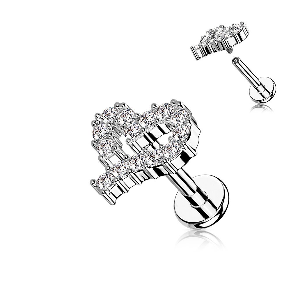 Levně Piercing do brady - srdíčko (1,2 x 8 mm) - LB1109ST-1208