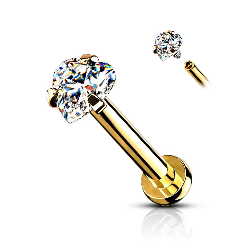 Levně Zlacený piercing do brady labreta / cartilage (1,2 x 6 mm) - LB1095GD-1206