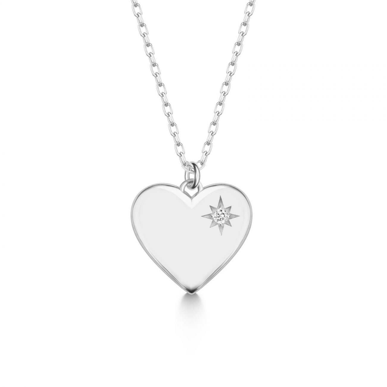 NUBIS Stříbrný diamantový náhrdelník srdíčko - NBS-002