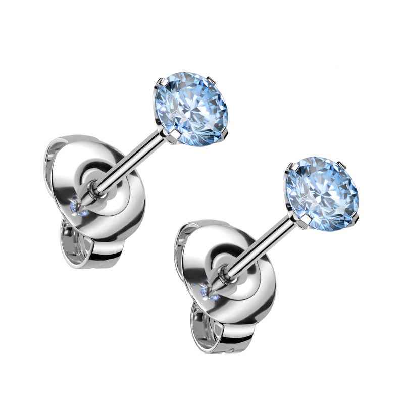 Titanové náušnice s tyrkysovým zirkonem 4 mm - KM2023Q-04