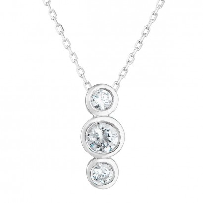 Stříbrný náhrdelník se třemi zirkony v bílé barvě 882009.1