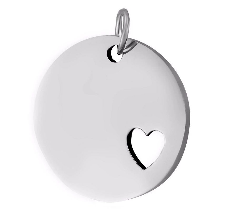 Ocelový přívěsek kolečko se srdíčkem