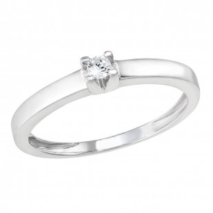 Stříbrný prsten s jedním zirkonem bílý 885012.1