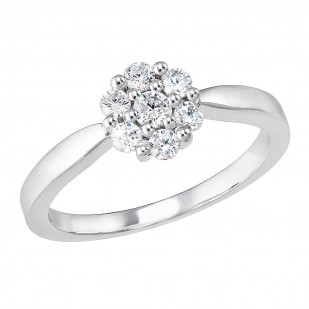 Stříbrný prsten se zirkony kytička bílá 885016.1