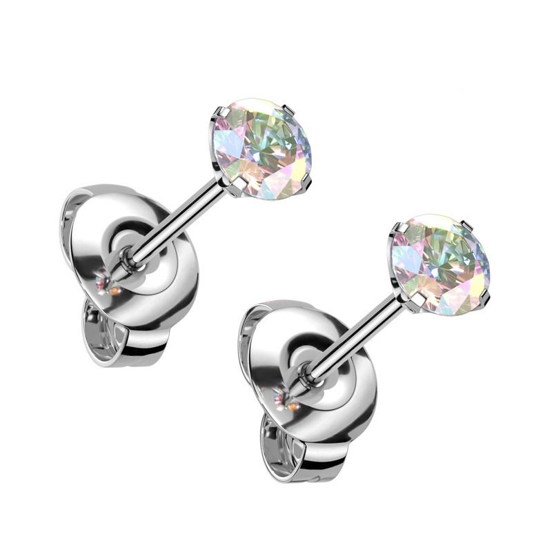 Titanové náušnice s duhovým zirkonem 4 mm - KM2023AB-04