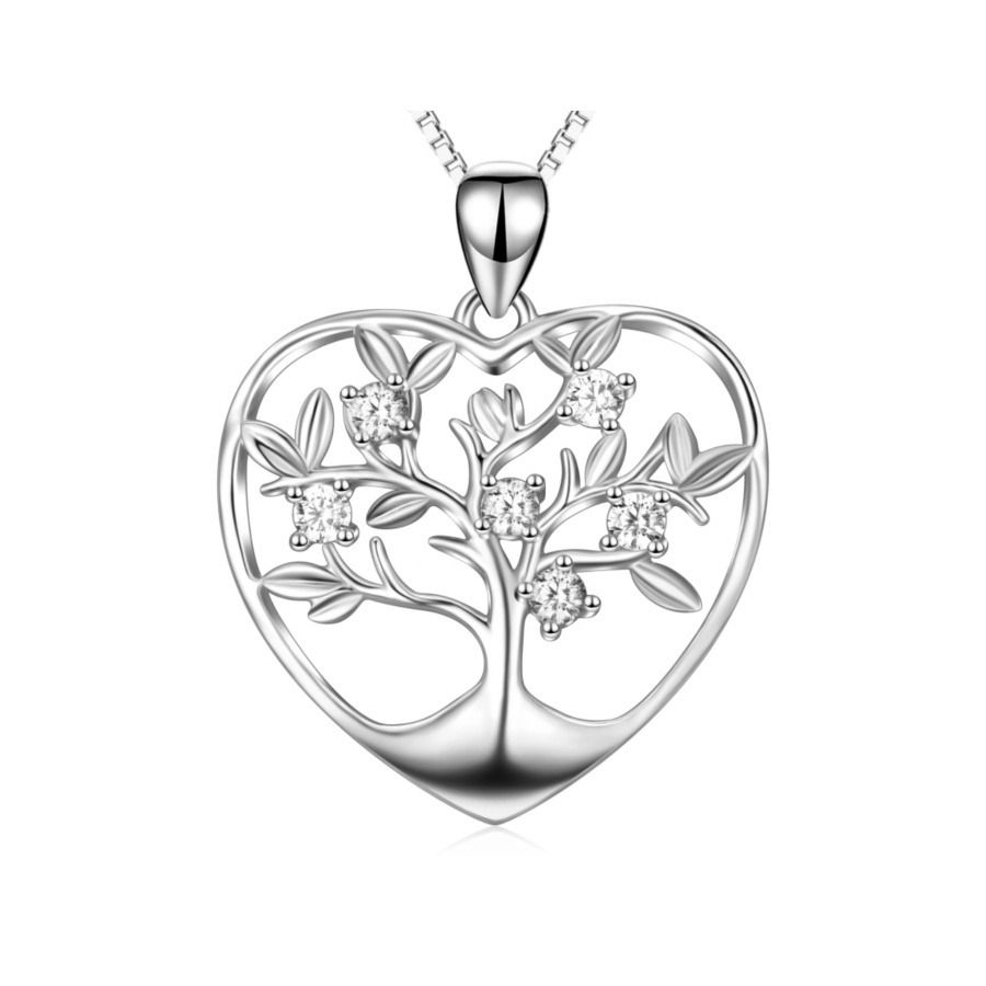 Stříbrný náhrdelník srdce strom života - ZB87048