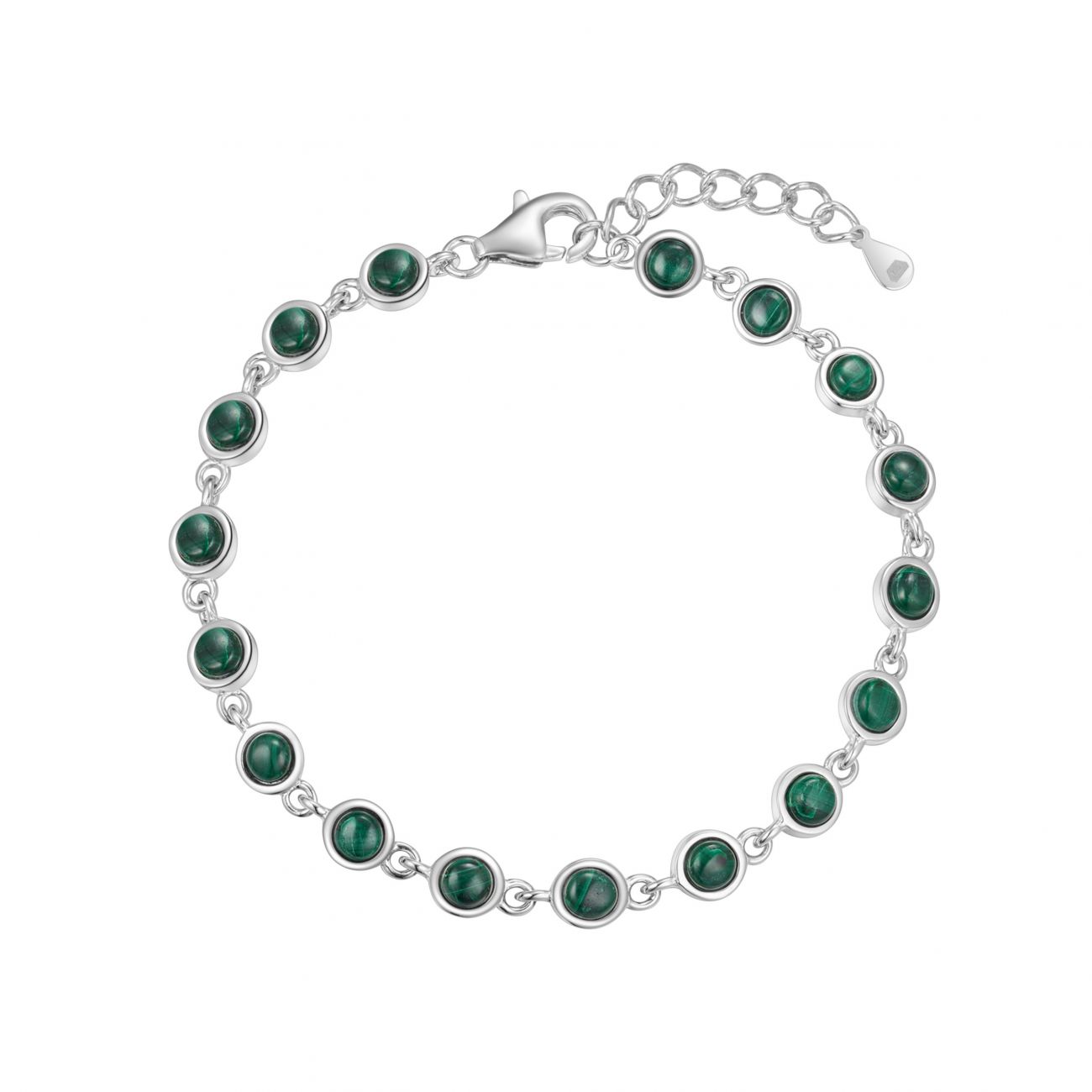 NUBIS Dámský stříbrný náramek s malachitem - NB-1166