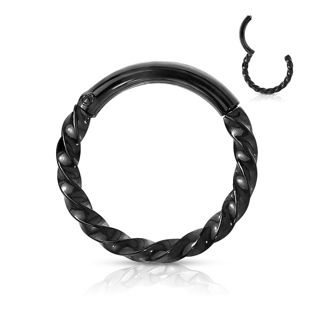Levně Piercing kruh segment černý, 1,2 x 8 mm