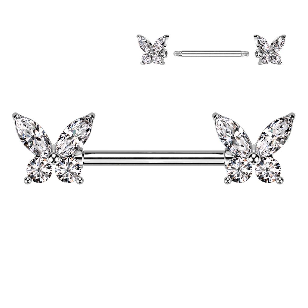 Levně Piercing do bradavky - motýlci