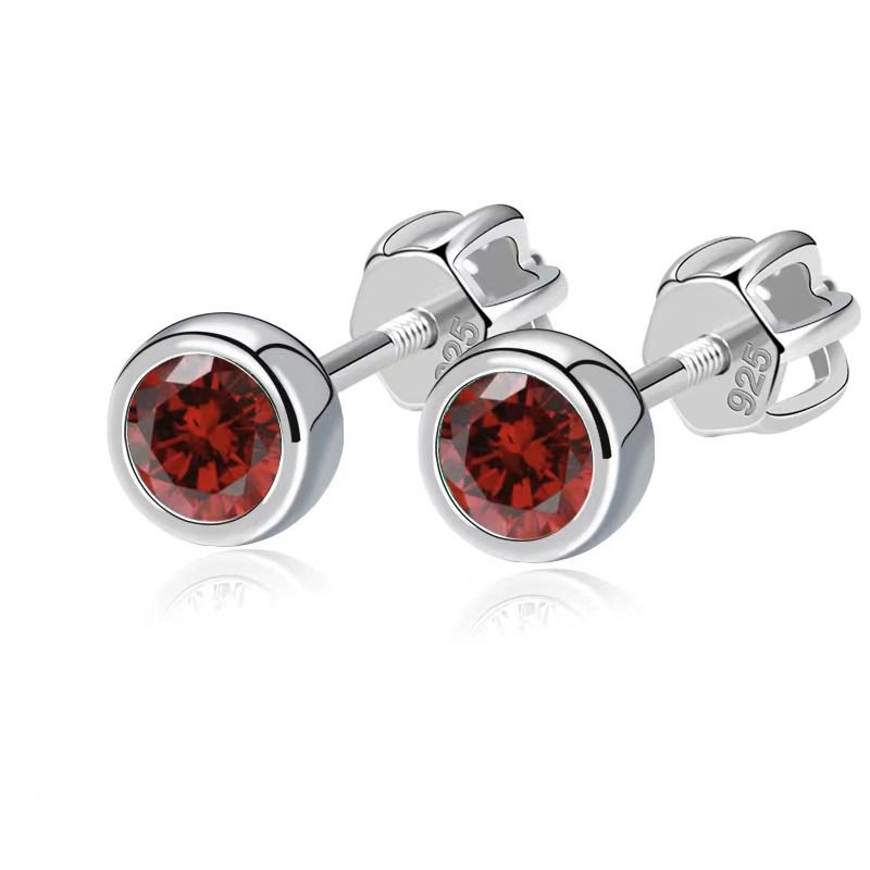 NUBIS Stříbrné náušnice, granátově červené zirkony 4 mm - NB-3652-G