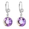 Stříbrné náušnice visací s krystaly Swarovski fialové kulaté 31211.5