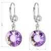 Stříbrné náušnice visací s krystaly Swarovski fialové kulaté 31211.5