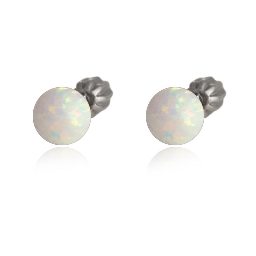 Stříbrné náušnice s bílým opálem - ZB8362-OP17