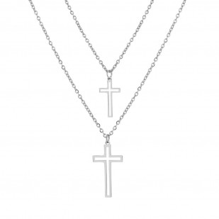 Dvojitý ocelový náhrdelník s křížky