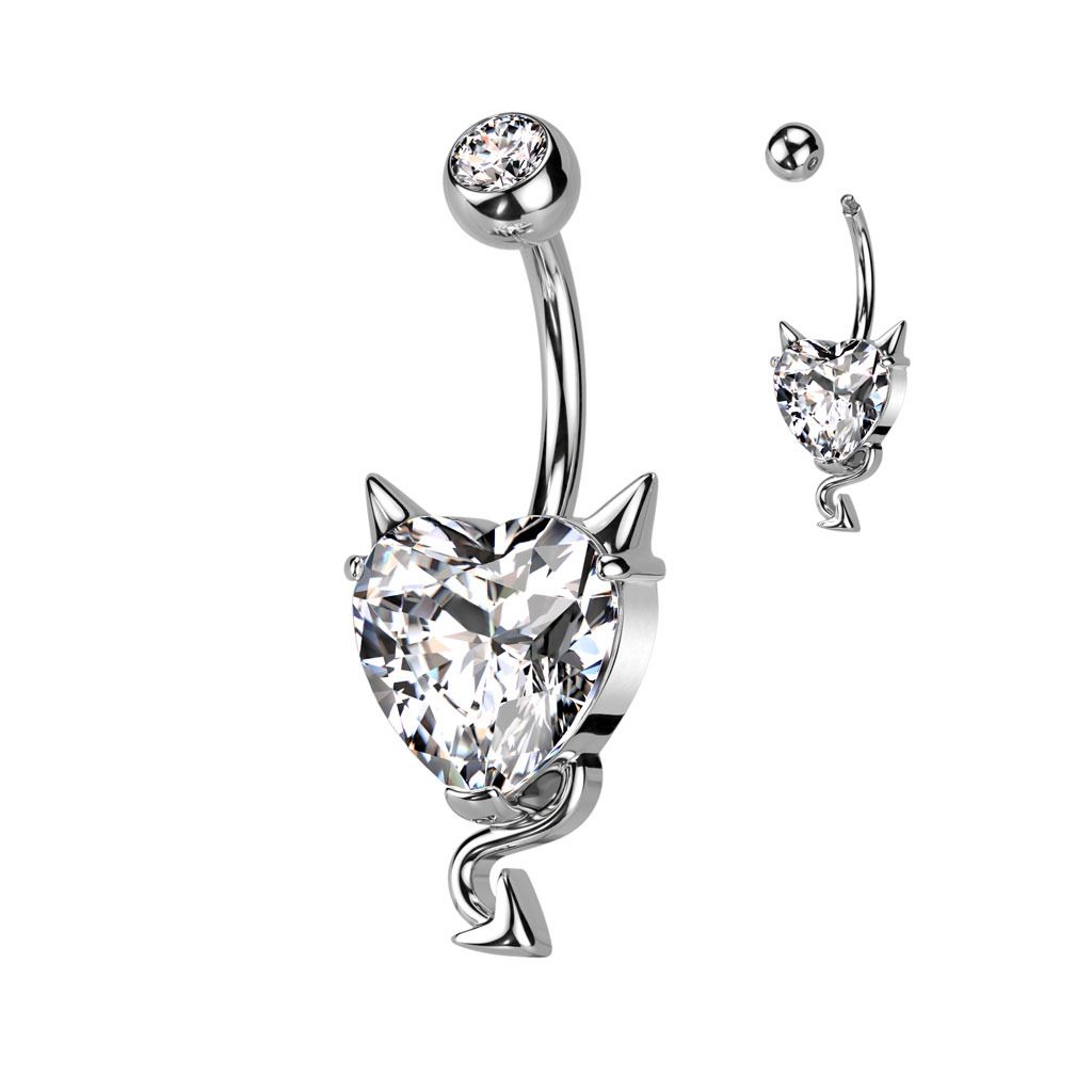 Piercing do pupíku - srdce s čertovskými rohy - WP0058-C