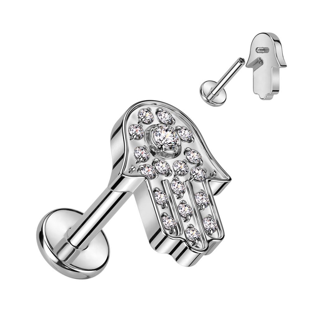 Levně S4U Piercing do brady - labreta Hamsa TITAN (1,2 x 8 mm) - TIT1281-1208