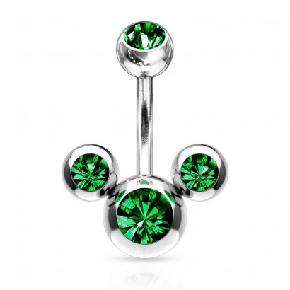 Piercing do pupíku - banánek mickey tmavě zelený