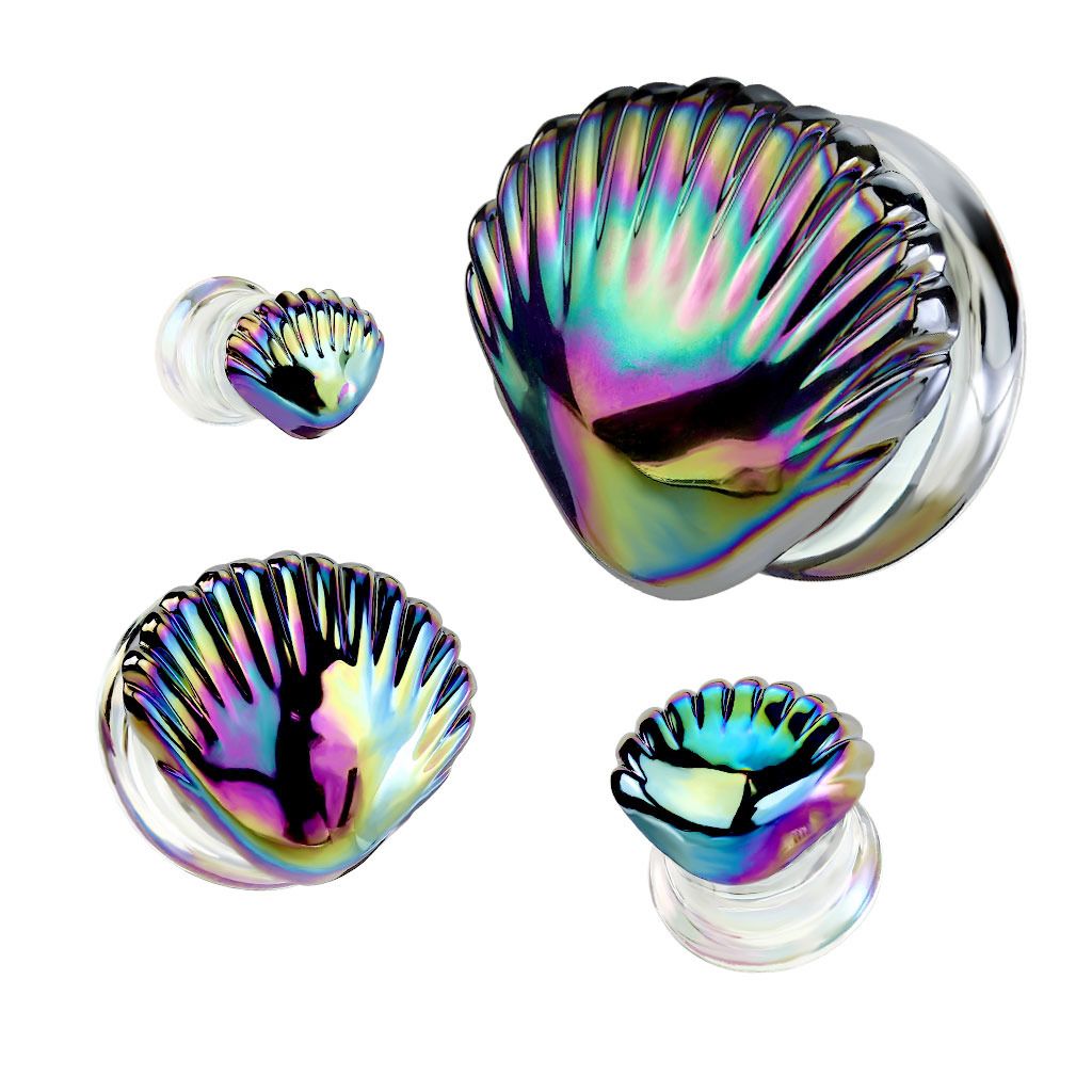 S4U Skleněný plug do ucha lastura (22 mm) - PL01281-22