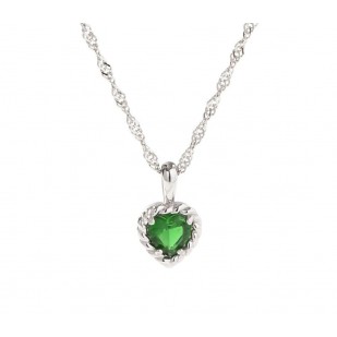 Ocelový náhrdelník zelené srdíčko