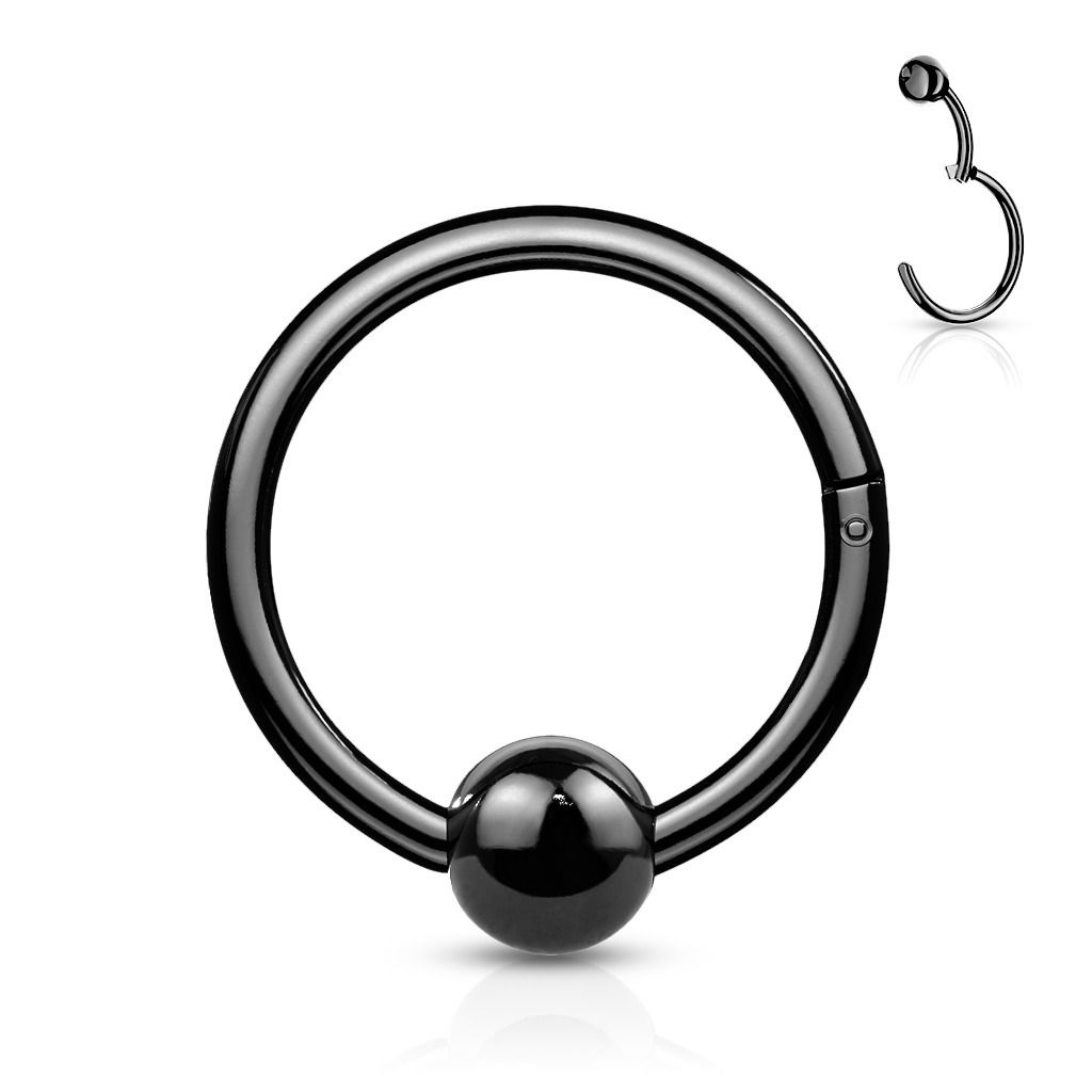 Levně Piercing segment kruh s kuličkou 1,2 x 10 mm (černá) - K1040K-1210