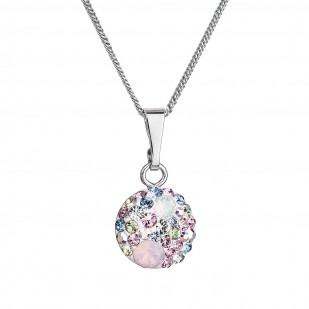 Stříbrný náhrdelník se Swarovski krystaly kulatý růžový 32086.3 magic rose