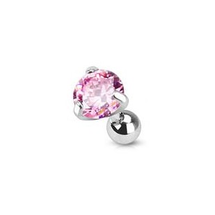 Cartilage piercing do ucha, růžový zirkon 5 mm