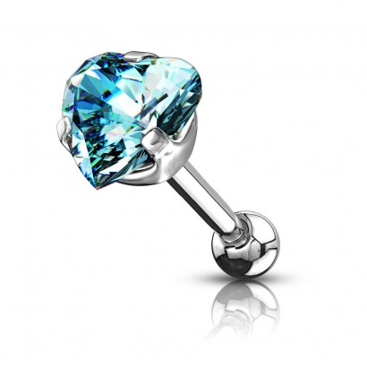 Cartilage piercing do ucha srdíčko, tyrkysový zirkon 4 mm
