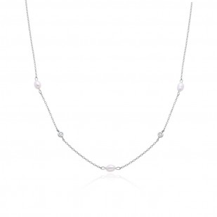 Stříbrný náhrdelník s přírodními perličkami