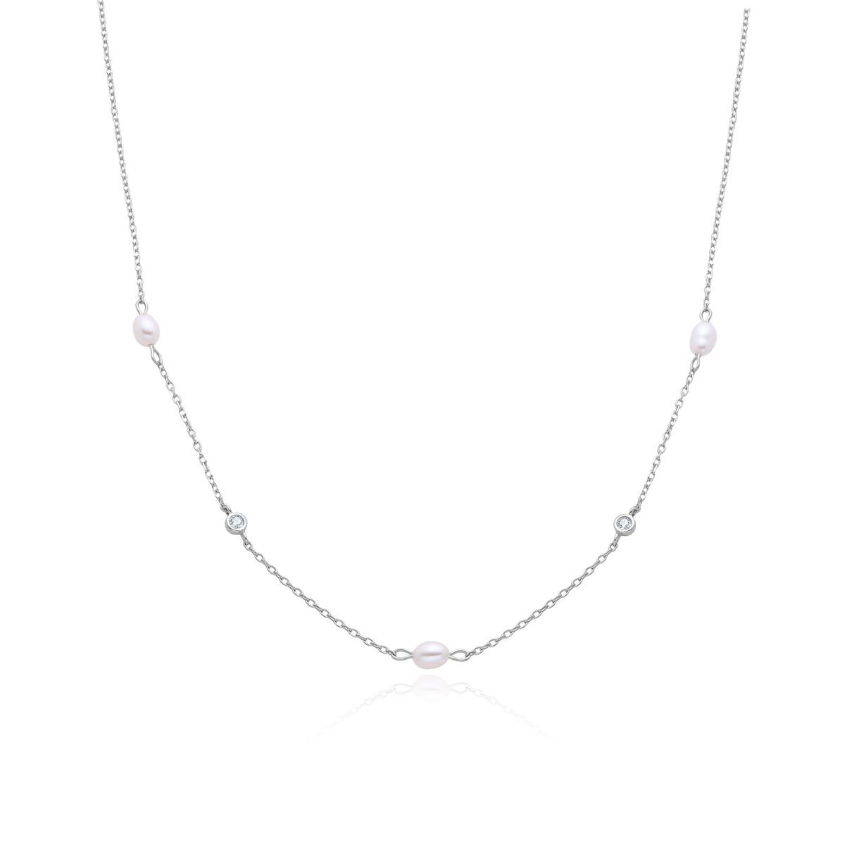 Stříbrný náhrdelník s přírodními perličkami