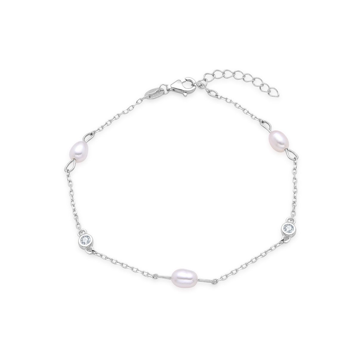 NUBIS Stříbrný náramek s přírodními perlami - NB-1173