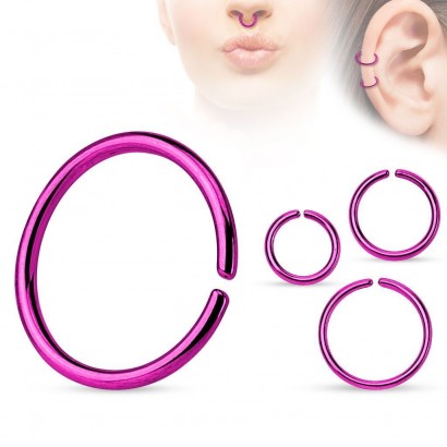Piercing do nosu - kruh fialový (1,2 x 8 mm)