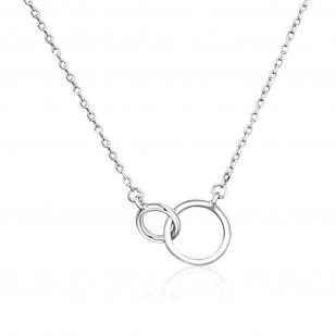 Stříbrný náhrdelník spojené kroužky