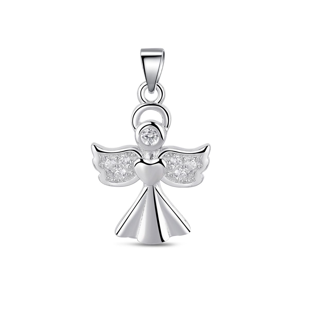 NUBIS Stříbrný přívěsek andělíček se zirkony - NB-4374