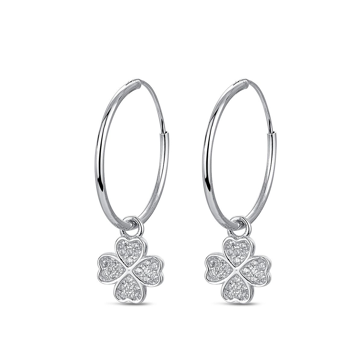 NUBIS Stříbrné náušnice se čtyřlístky - NB-3821